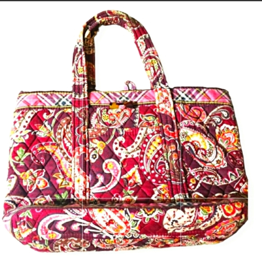 Vera Bradley medium shoulder bag pink burgundy paisley